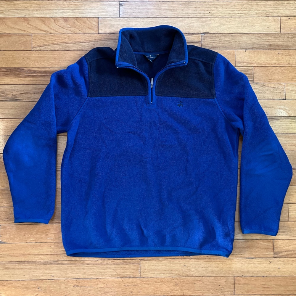 Brooks Brothers 1/4 Zip Fleece Pullover Colorblock Navy Blue Sweater Jacket